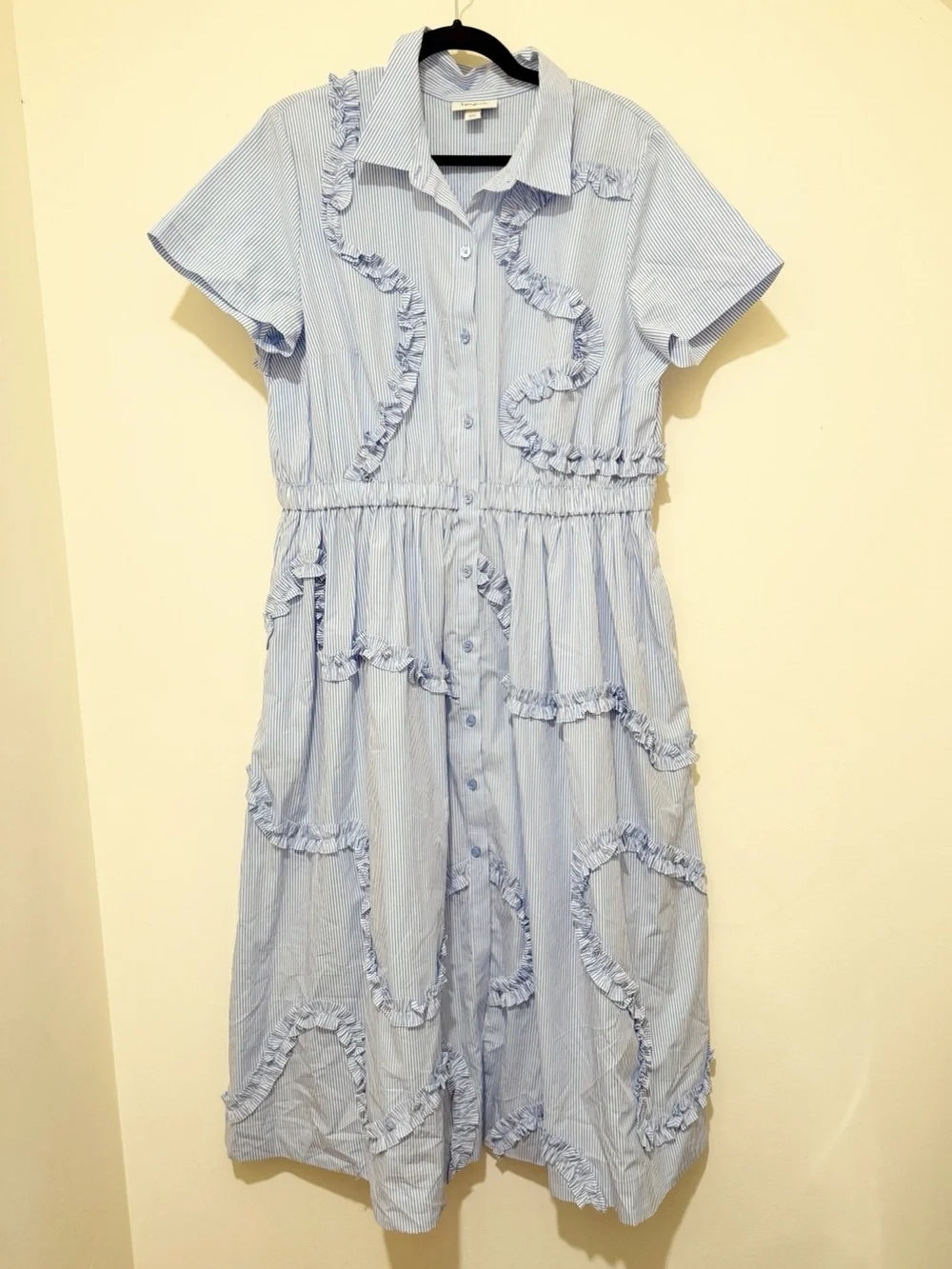 kate spade Light Blue Ruffle-Trim Midi Shirt Dress